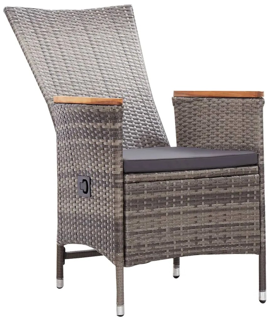 Cadeiras de exterior 2 pcs com almofadões vime PE cinzento