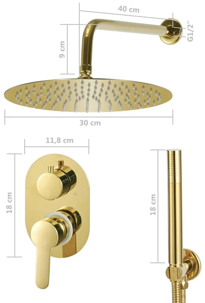 Sistema de duche em aço inoxidável 201 dourado