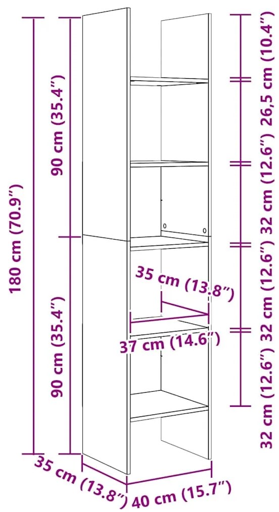 Estante 40x35x180 cm contraplacado cor carvalho sonoma