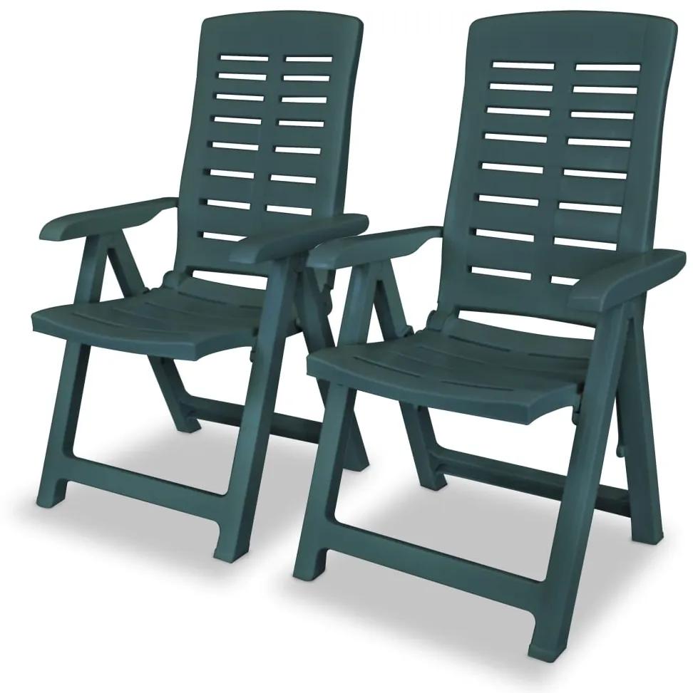 43896 vidaXL Cadeiras de jardim reclináveis 2 pcs plástico verde