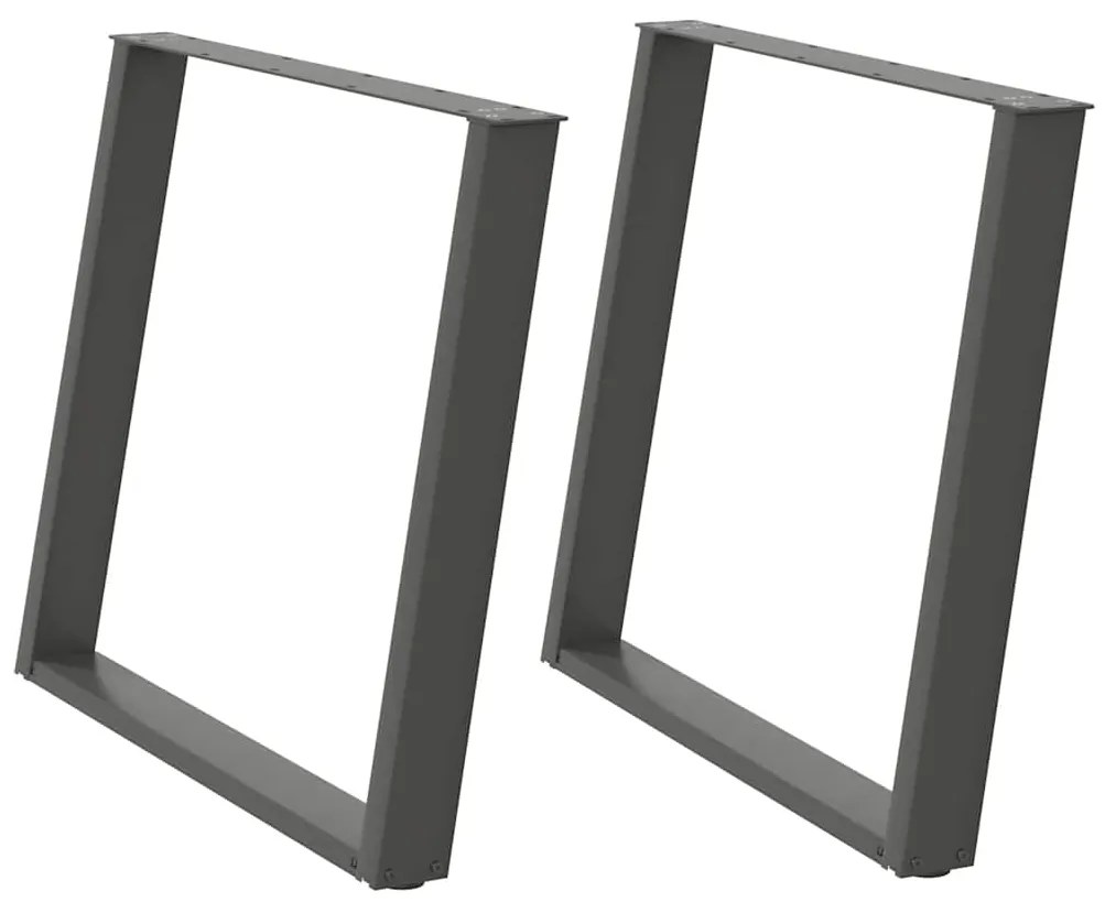 Pés para mesa de jantar em formato de U, 2 peças, antracite, 90x (72-7
