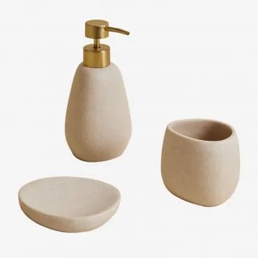 Conjunto De Banho Em Poliresina Yegro Tapioca Bege - Sklum