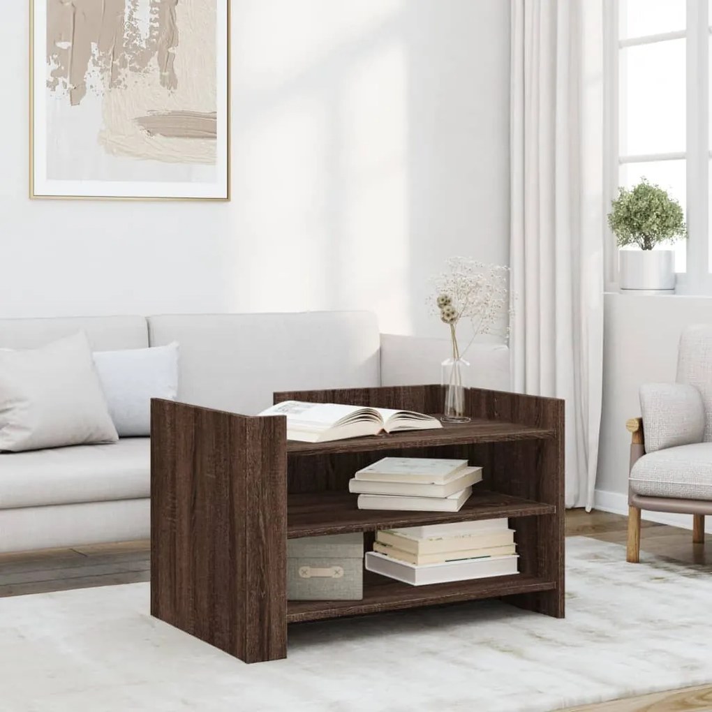 Mesa de centro 80x50x50 cm derivados madeira carvalho castanho