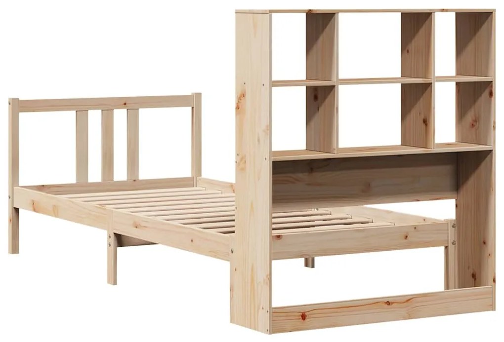 Cama com estante sem colchão 75x190 cm pinho maciço