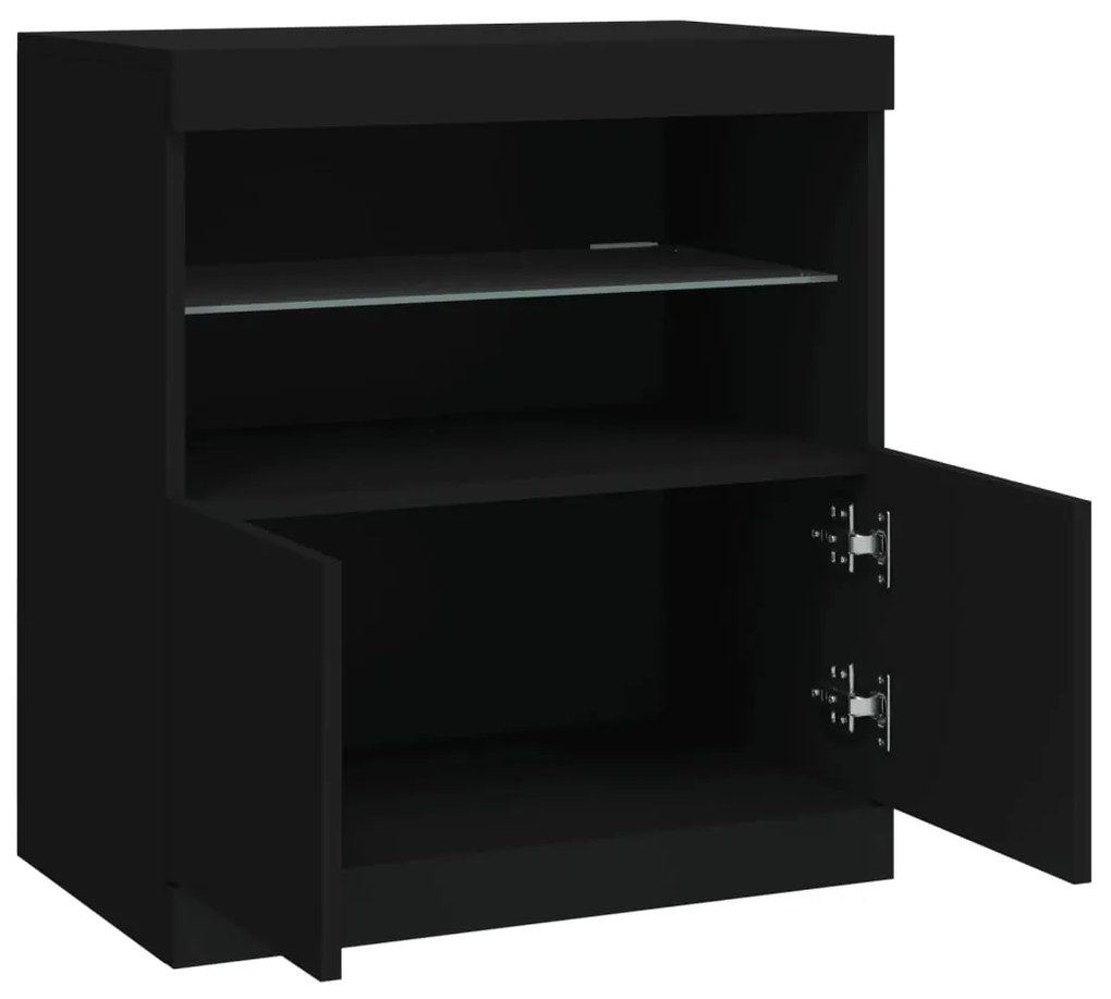 Aparador com luzes LED 60x37x67 cm preto