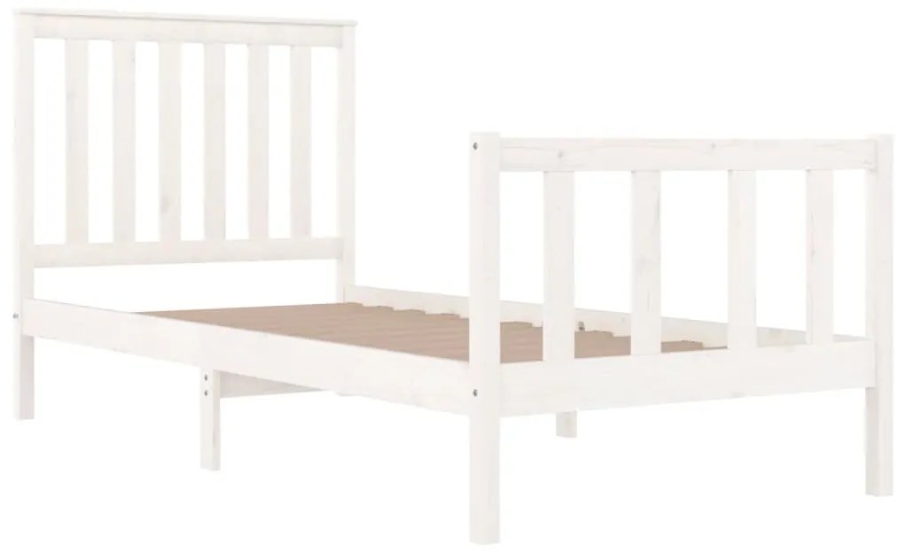 Estrutura de cama pequena solteiro 75x190cm pinho maciço branco