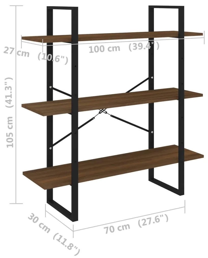 Estante 100x30x105 cm derivados de madeira carvalho castanho