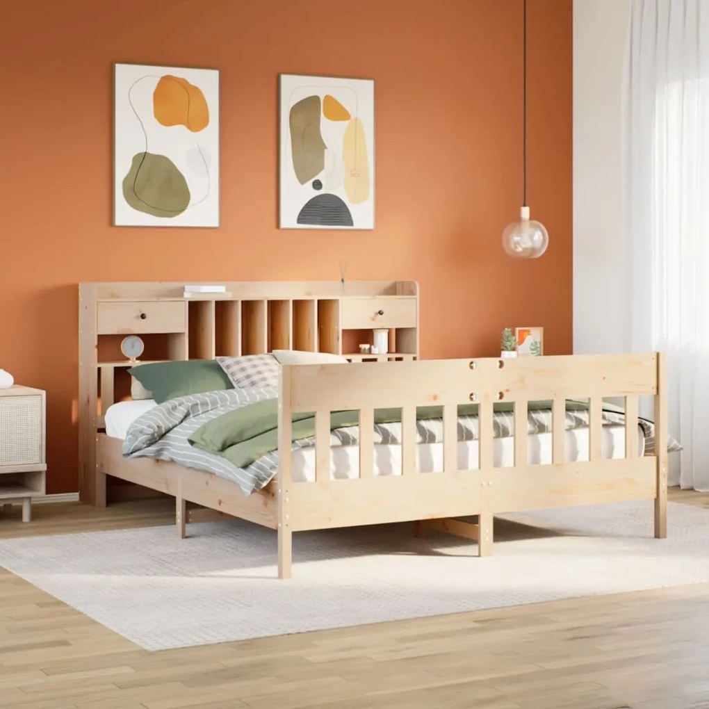 vidaXL Cama sem colchão 200x200 cm madeira de pinho maciça
