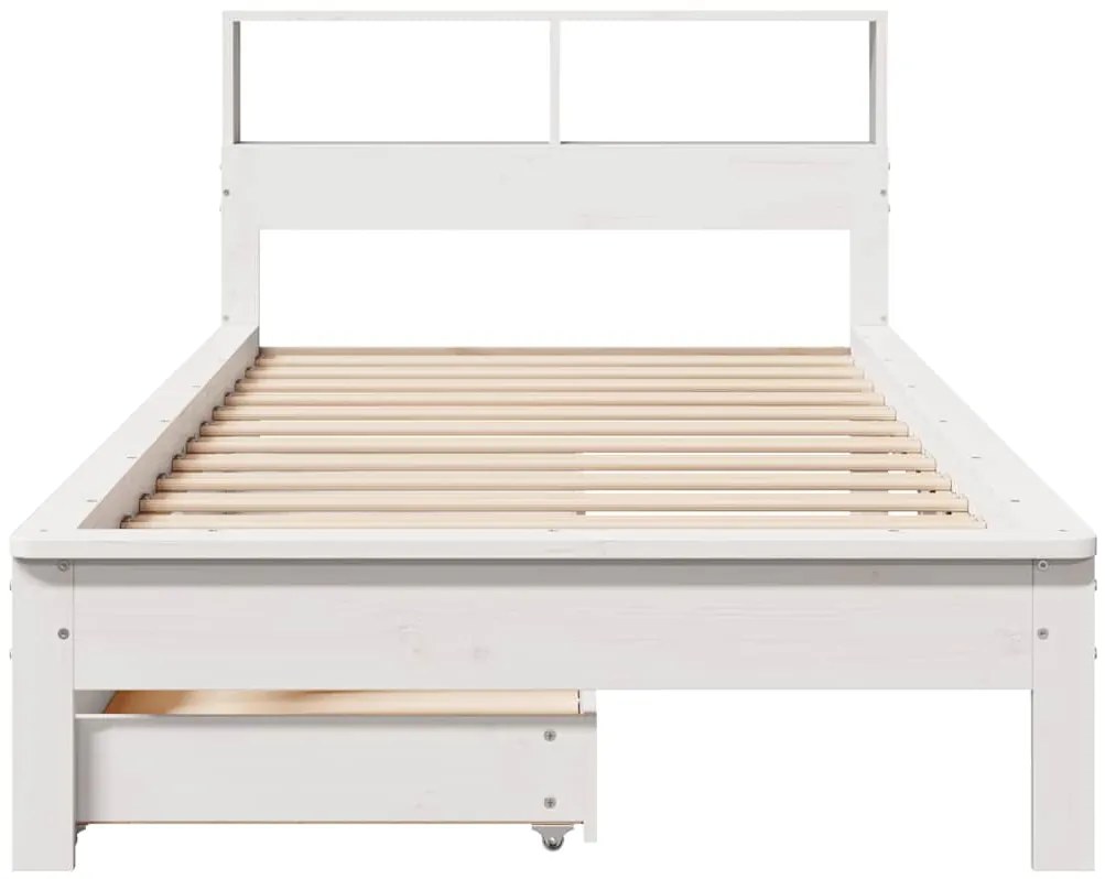Cama com estante sem colchão 90x200 cm pinho maciço branco