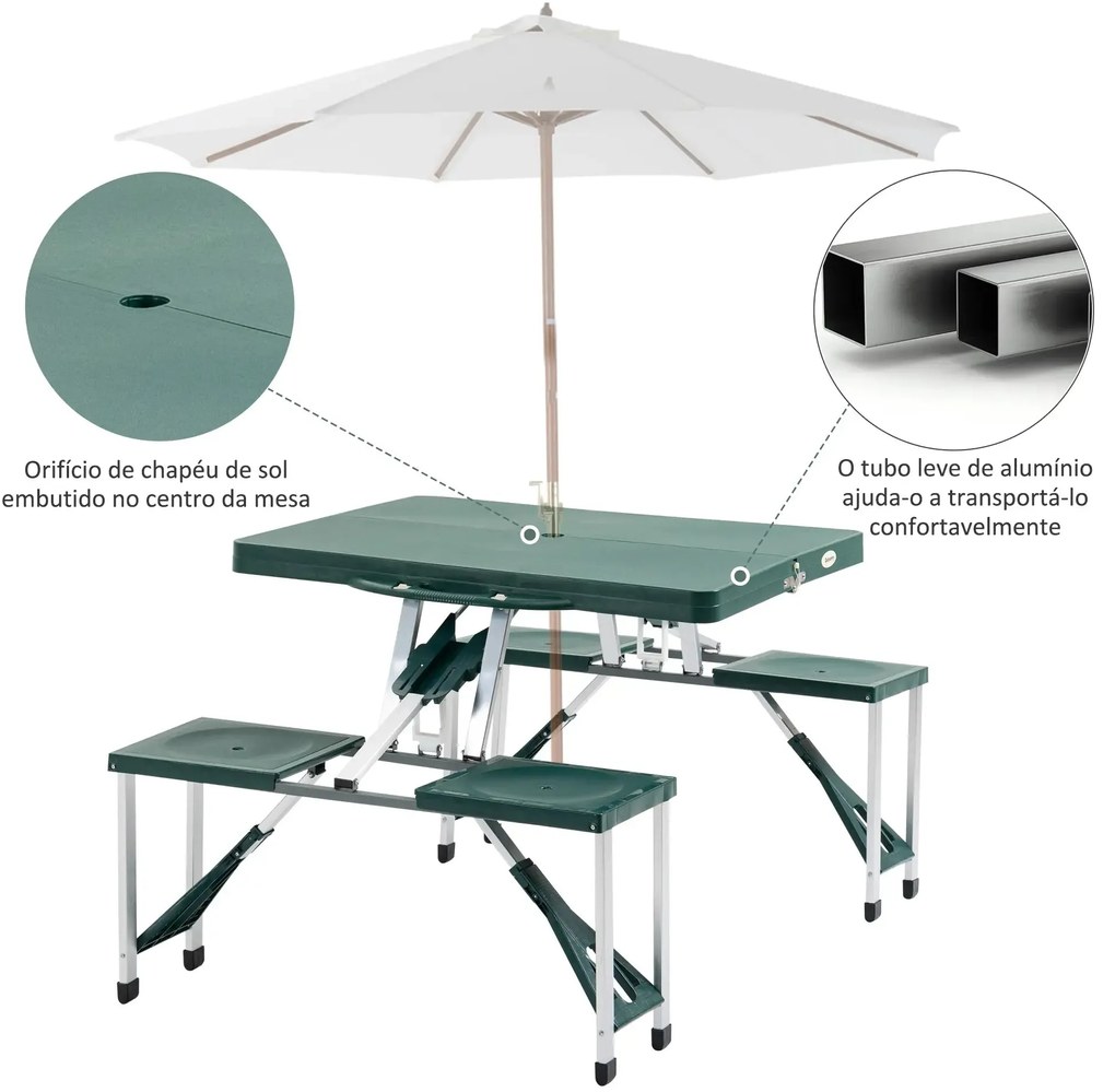 Mesa Dobrável de Acampamento com 4 Cadeiras Bergen – 136x84,5x66 cm –