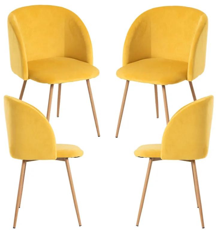 Pack 4 Cadeiras Velt Veludo - Amarelo