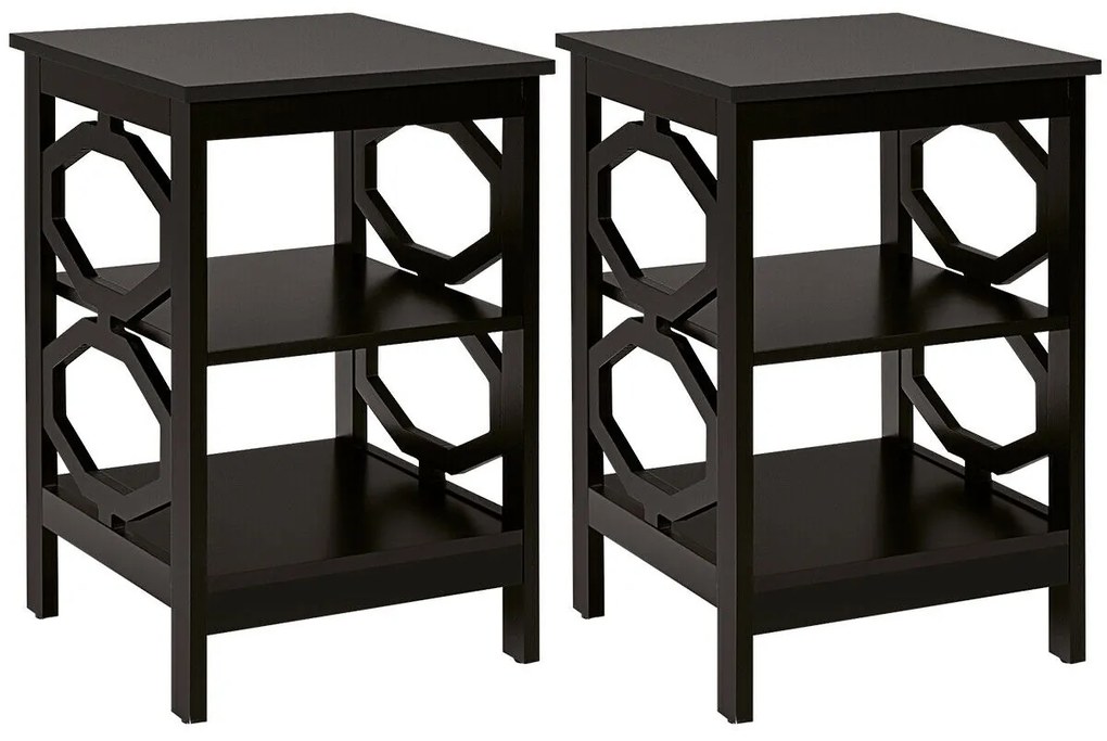 Mesa de cabeceira de 3 níveis, mesa lateral para sofá e centro