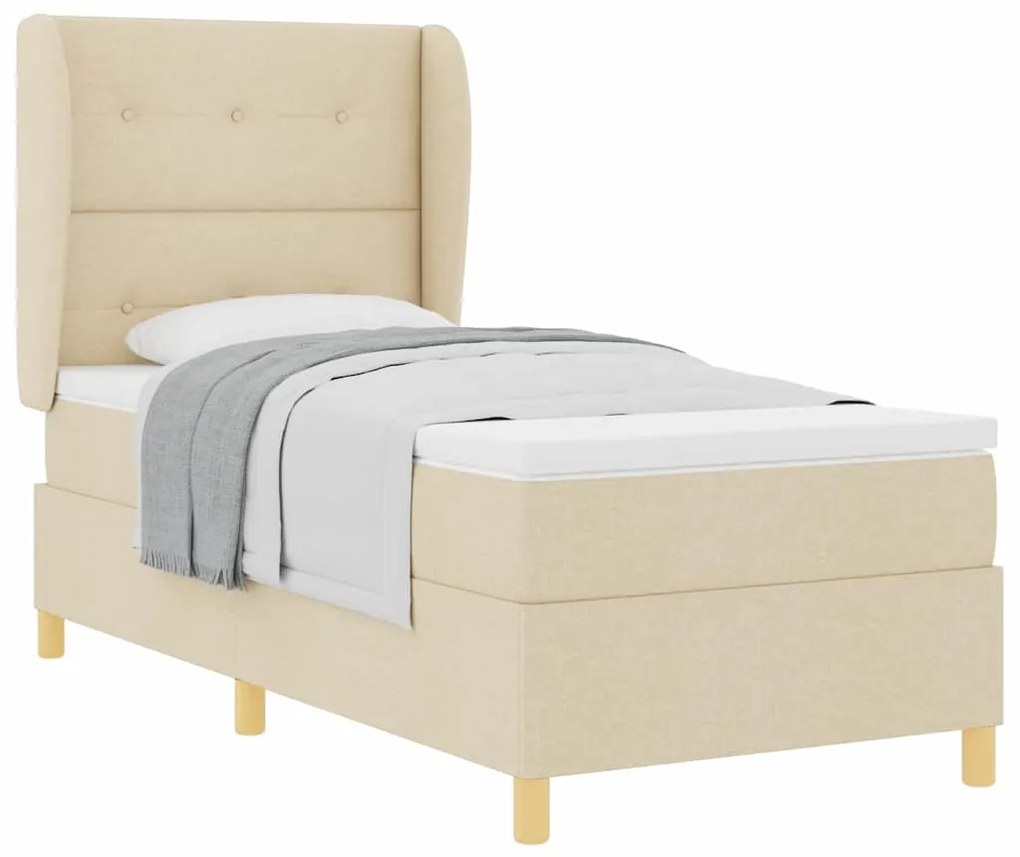 Cama Box com Colchão vidaXL - Creme, 100x200 cm, Tecido