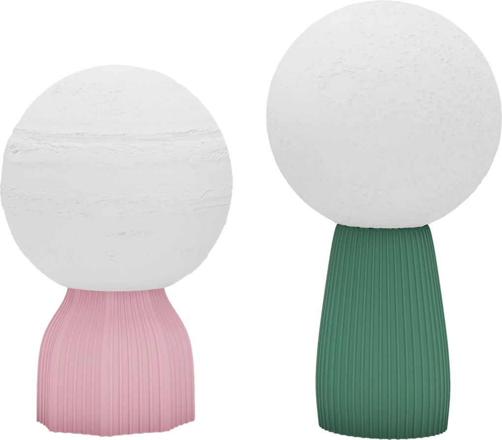 HOMCOM Conjunto de lâmpadas de mesa em visual de planeta, 3 cores, USB, plástico, Branco | Aosom Portugal