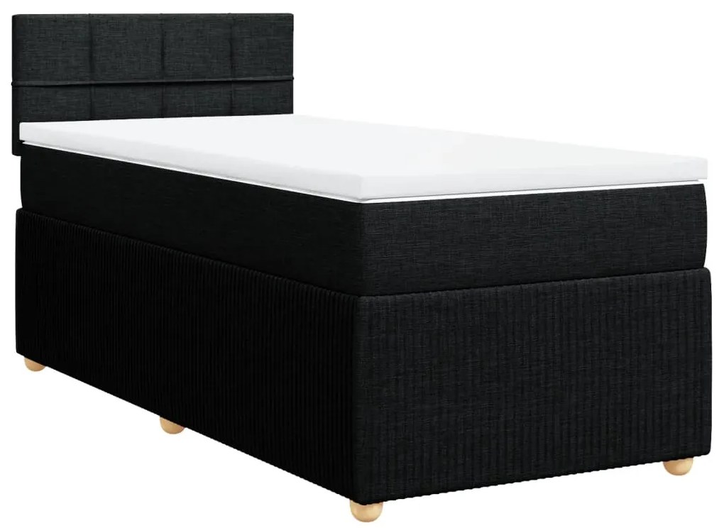 Cama com molas/colchão 90x200 cm tecido preto