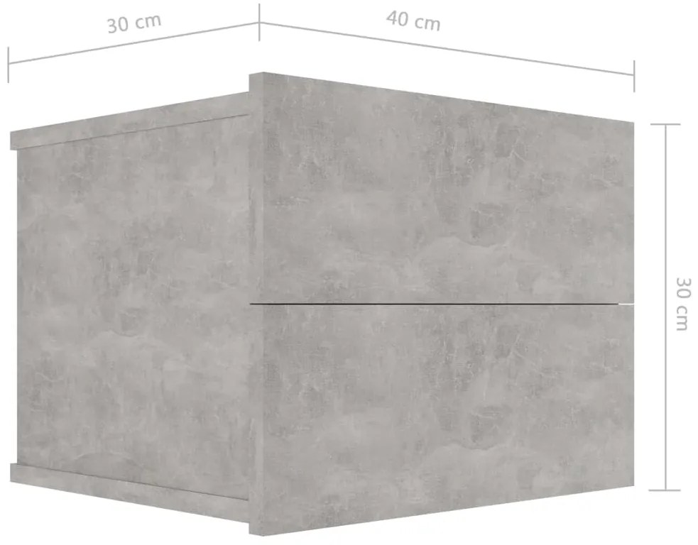 Mesas de cabeceira 2 pcs 40x30x30 cm derivados madeira cinzento