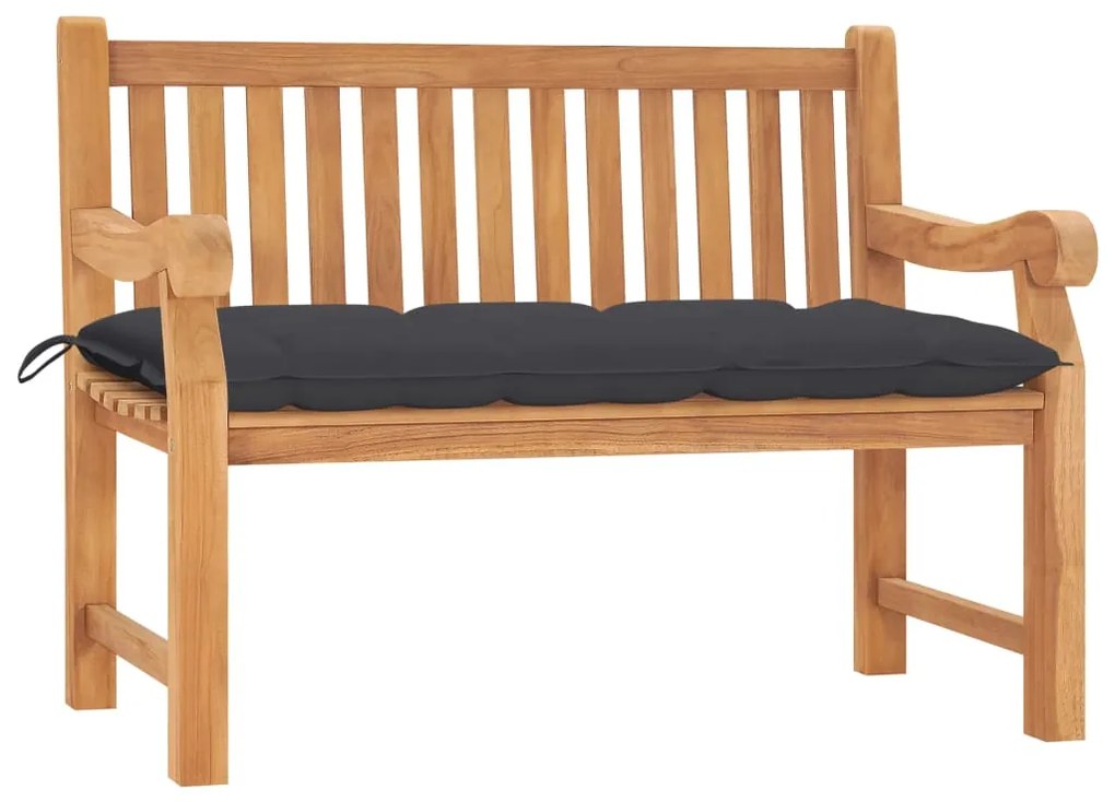 vidaXL Banco de jardim c/ almofadão 120 cm teca maciça