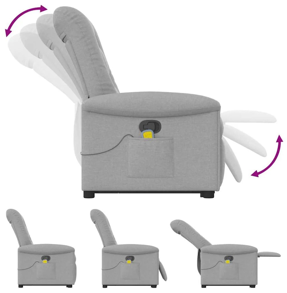 Poltrona elevatória de massagens tecido cinzento-nublado