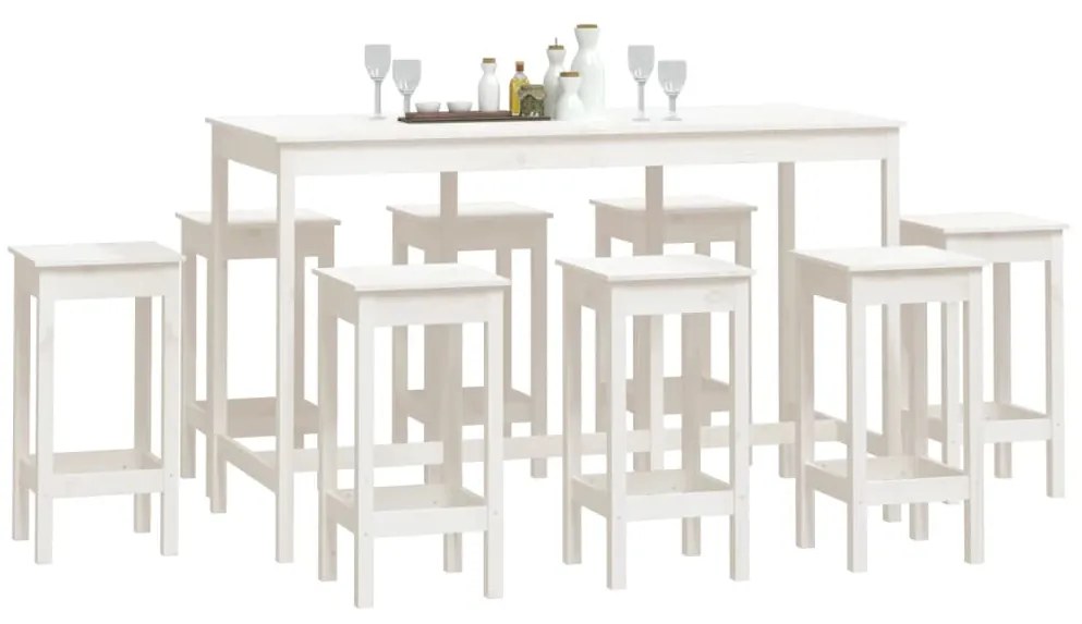 9 pcs conjunto de bar pinho maciço branco