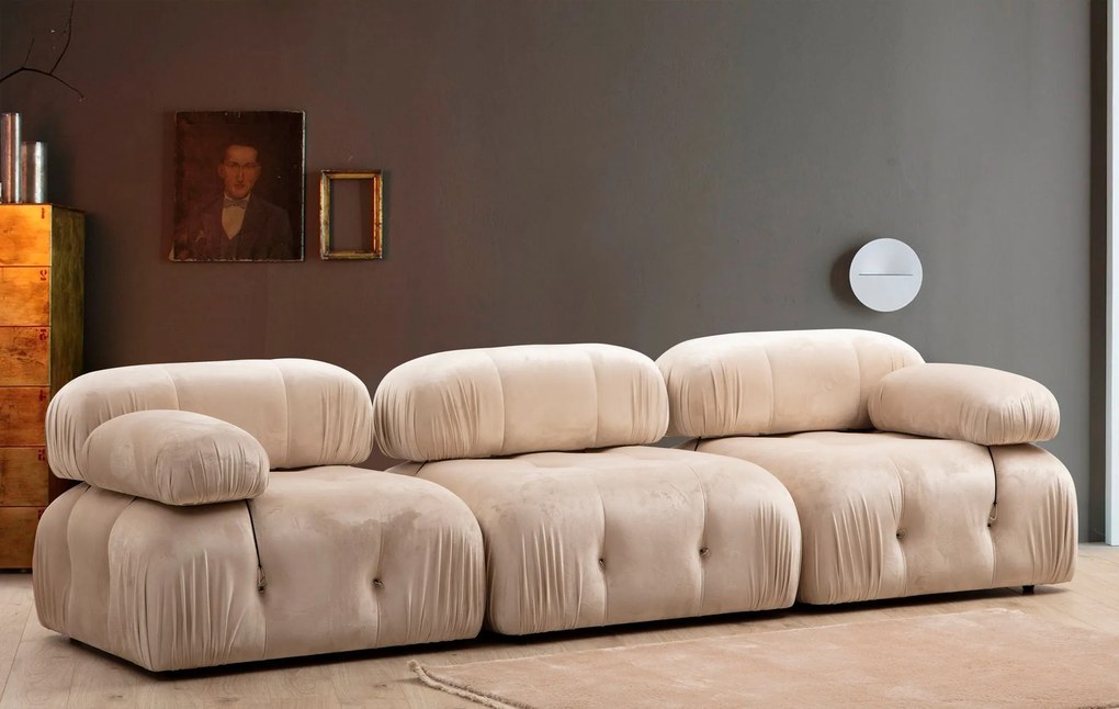 Sofá de 3 Lugares Bubble – Creme – 288 x 95 x 75 cm