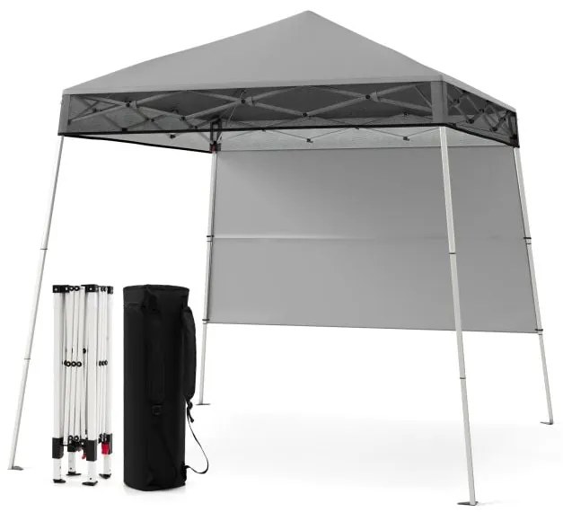 Tenda dobrável com dossel e 1 parede lateral, fácil instalação, abrigo para gazebo ao ar livre, branco