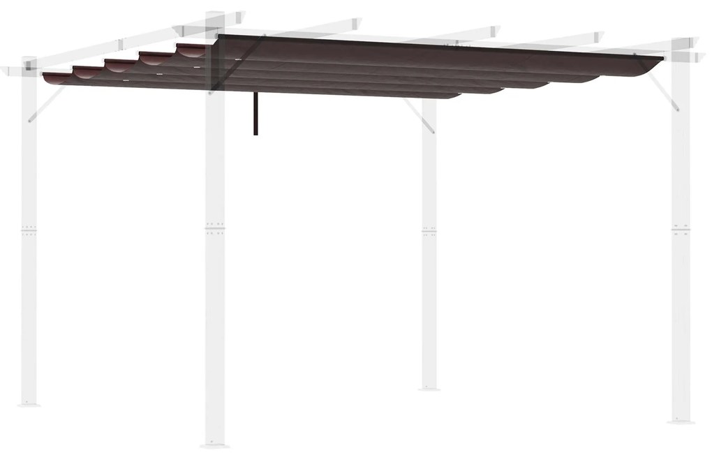 Outsunny Cobertura Pérgola 2,5x2,55cm Teto Substituição Retrátil 10 Orifícios Drenagem Resistente à Água Café