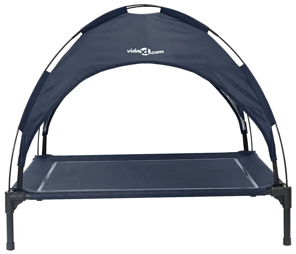 Cama Elevada para Cães com Teto Removível Azul-marinho L Aço
