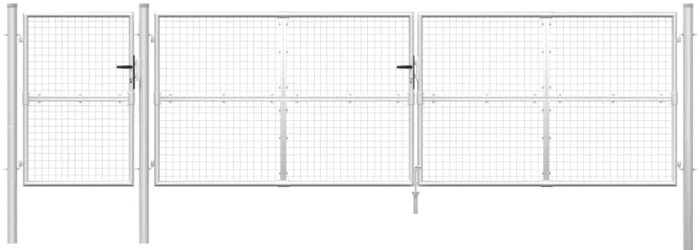 Portão de rede para jardim 500x175 cm aço galvanizado prateado
