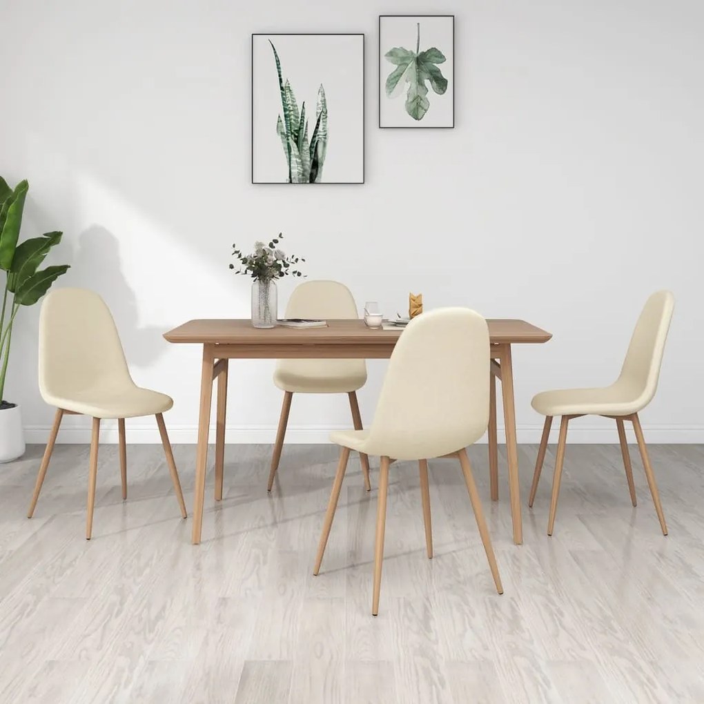 vidaXL Cadeiras de jantar 4 pcs tecido cor creme