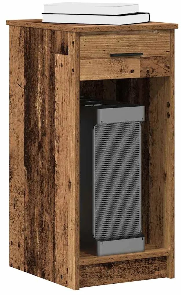 Suporte torre de computador com gaveta 35x45x77cm madeira velha