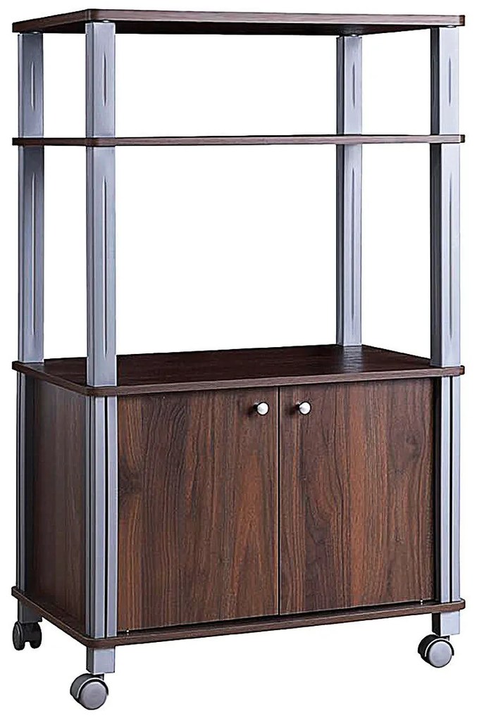 Prateleira de cozinha com rodas Carrinho de cozinha com prateleiras e armário Prateleira de pé para cozinha Sala de jantar Carrinho de servir para micro-ondas 60 x 40 x 98 cm Natural