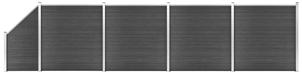 Conjunto de painel de vedação WPC 792x(105-186) cm preto