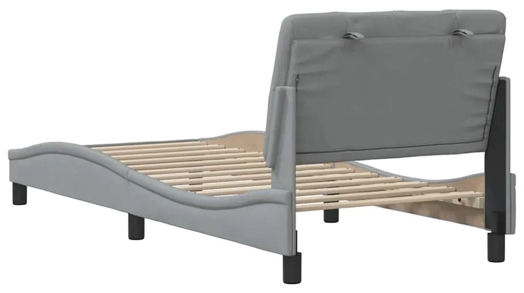 Estrutura de cama sem colchão 90x200 cm tecido cinzento-claro