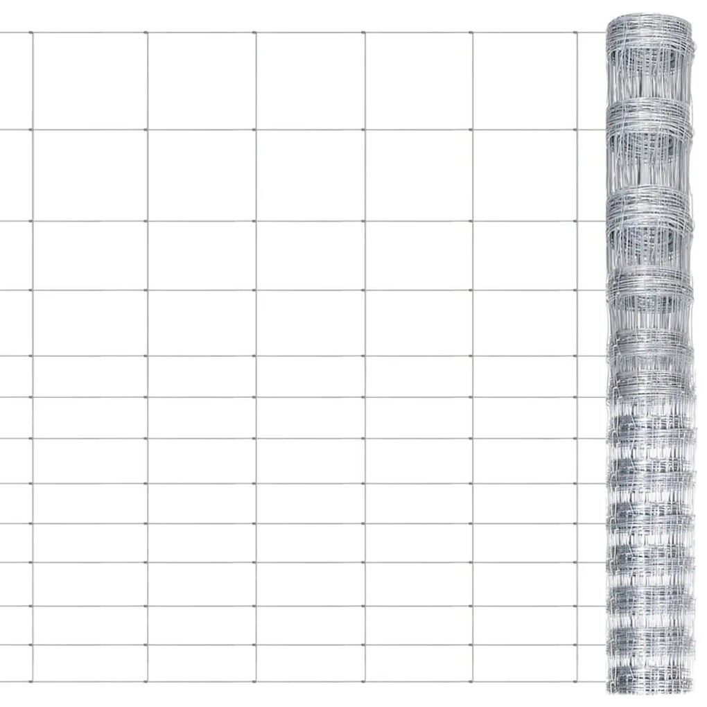 vidaXL Cerca de jardim 50x1,5 m aço galvanizado prateado