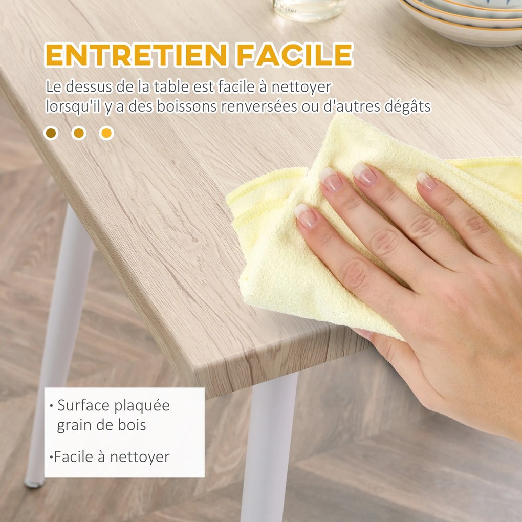 Conjunto de mesa de jantar quadrada de 3 peças com 2 cadeiras para cozinha e sala de jantar, tampo em MDF e estrutura em metal branco