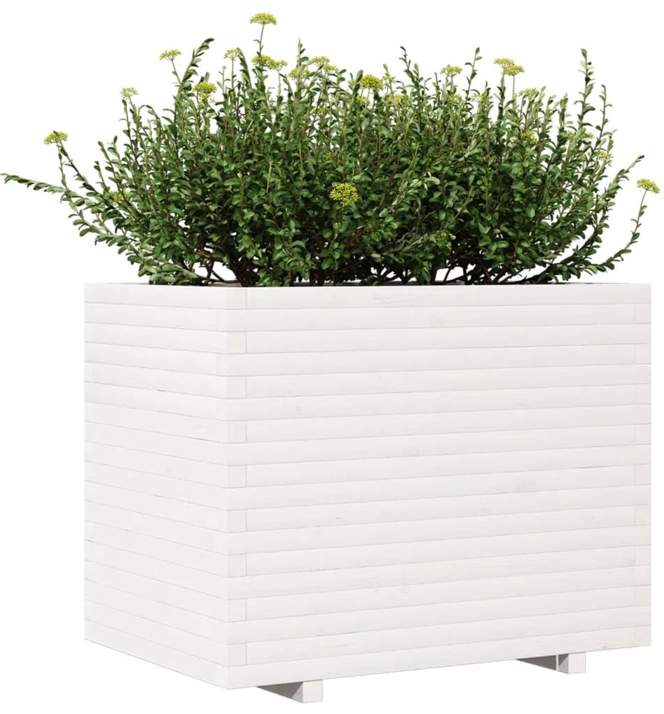 Vaso/floreira de jardim 90x60x72,5 cm pinho maciço branco