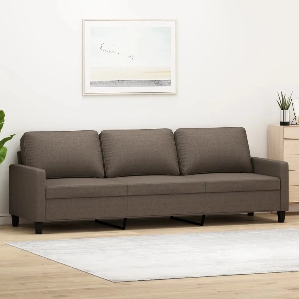 Sofá de 3 lugares tecido 210 cm cinzento-acastanhado