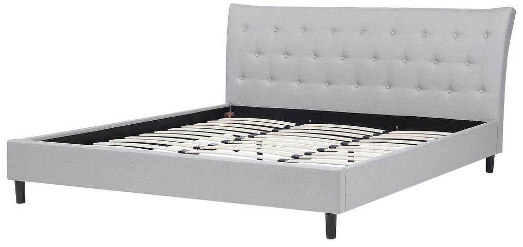 Cama de casal em tecido cinzento claro 180 x 200 cm SAVERNE Beliani