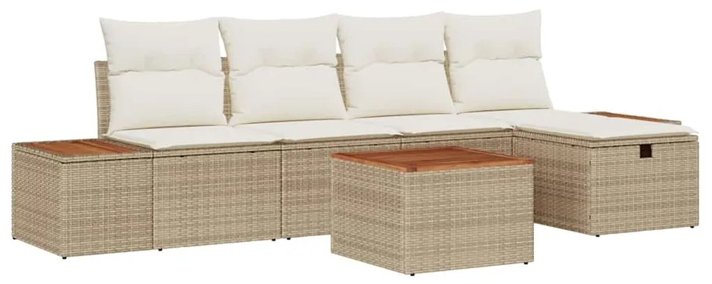 Conjunto de Sofá de Jardim 6 Peças com Almofadas de Rattan Sintético B
