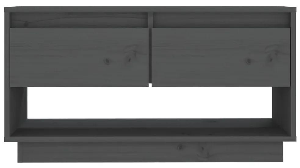 Móvel de TV 74x34x40 cm madeira de pinho maciça cinzento