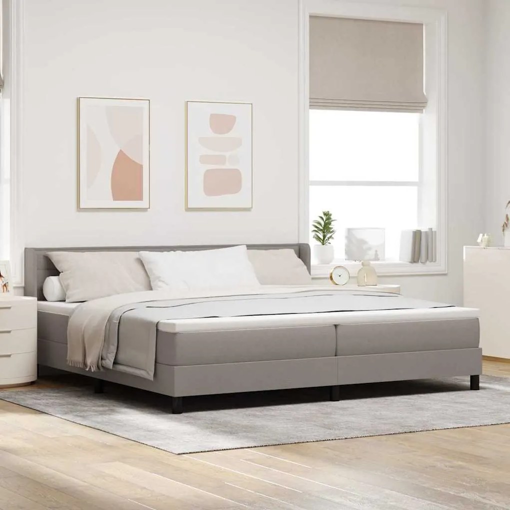 vidaXL Cama Box Cinzento-acastanhado 200 x 200 cm Poliéster