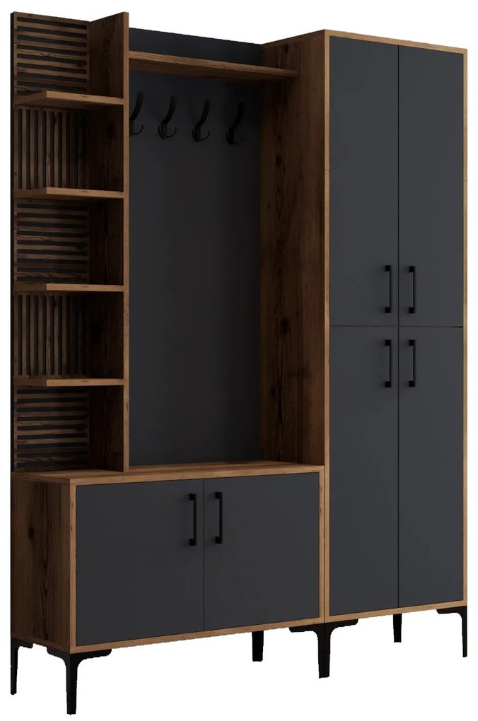 Hall Stand Viyana DA – Nogueira e Antracite – 150x200x35 cm