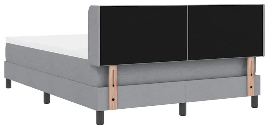 Cama Box Spring com Colchão Cinza Claro, 140 x 200 cm, Tecido