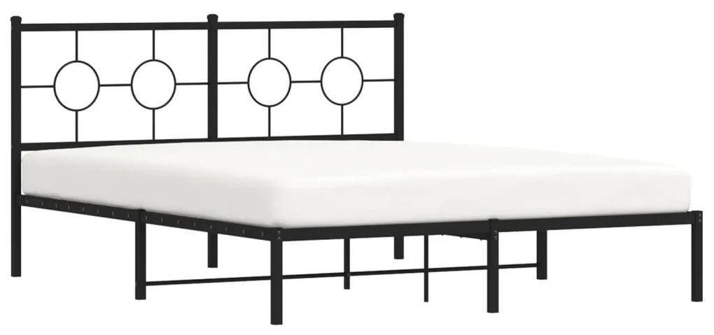 Estrutura de cama em metal com cabeceira 150x200 cm preto