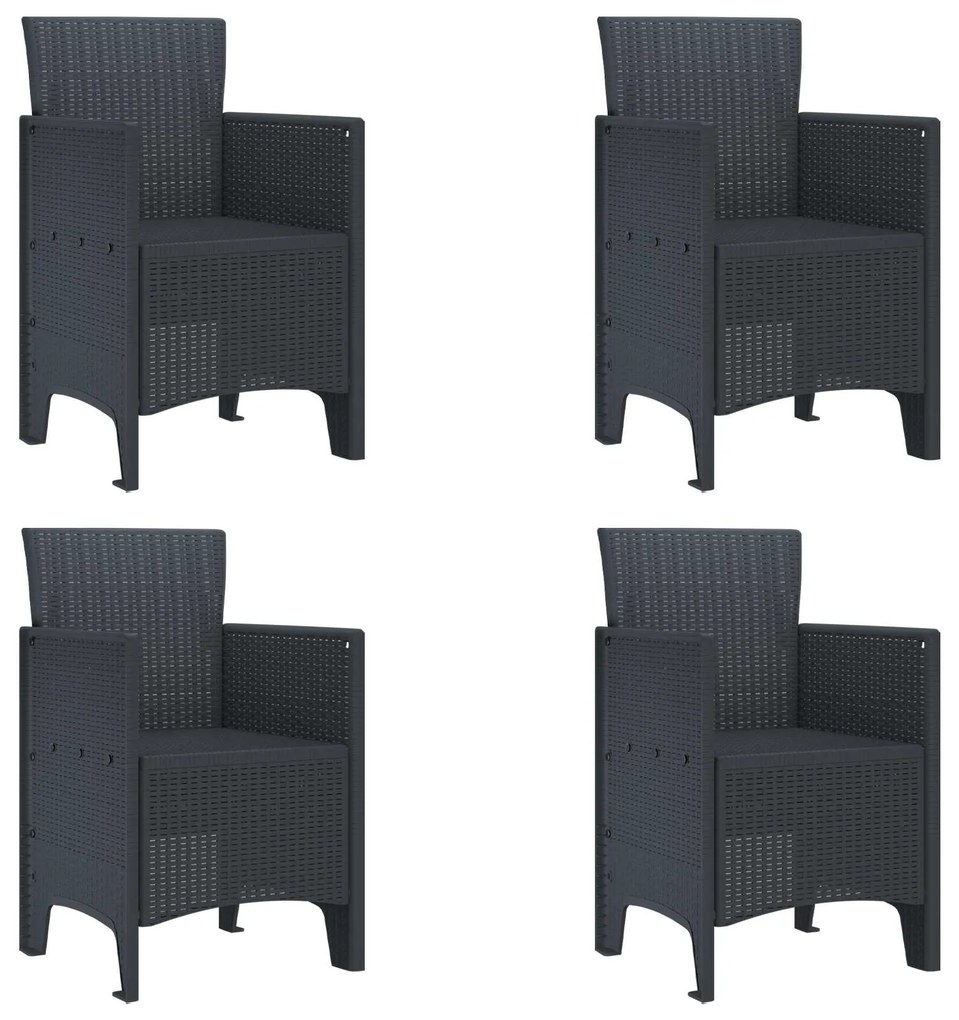 vidaXL Cadeira de Jardim 4 pcs Antracite 53 x 49 x 85 cm Polipropileno