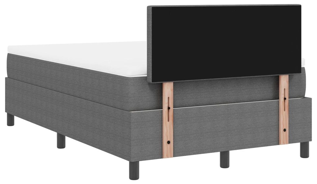 Cama Box Spring com Colchão Cinza 120x200 cm Tecido de Veludo Cotelê