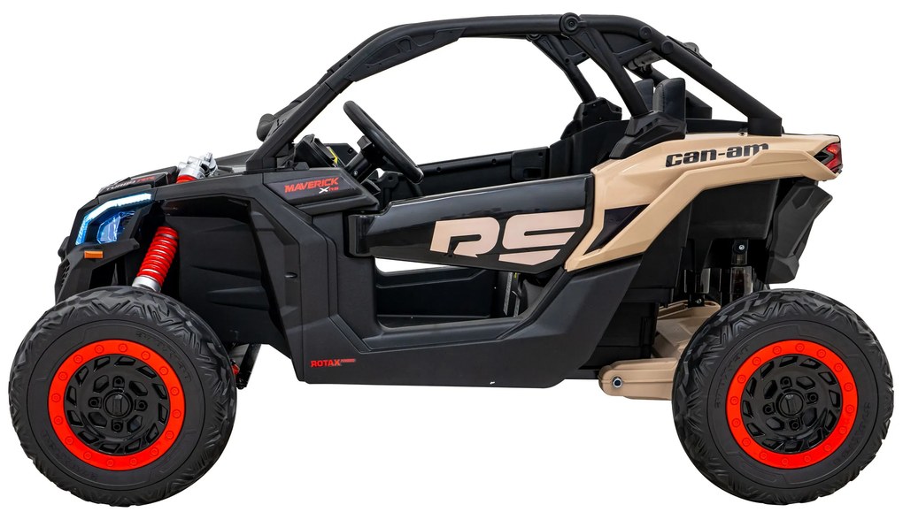 Carro elétrico para Crianças 24V 4x200W 2 Lugares, Buggy Can-Am Maverick Turbo RR Rodas de EVA, Assento de couro Preto