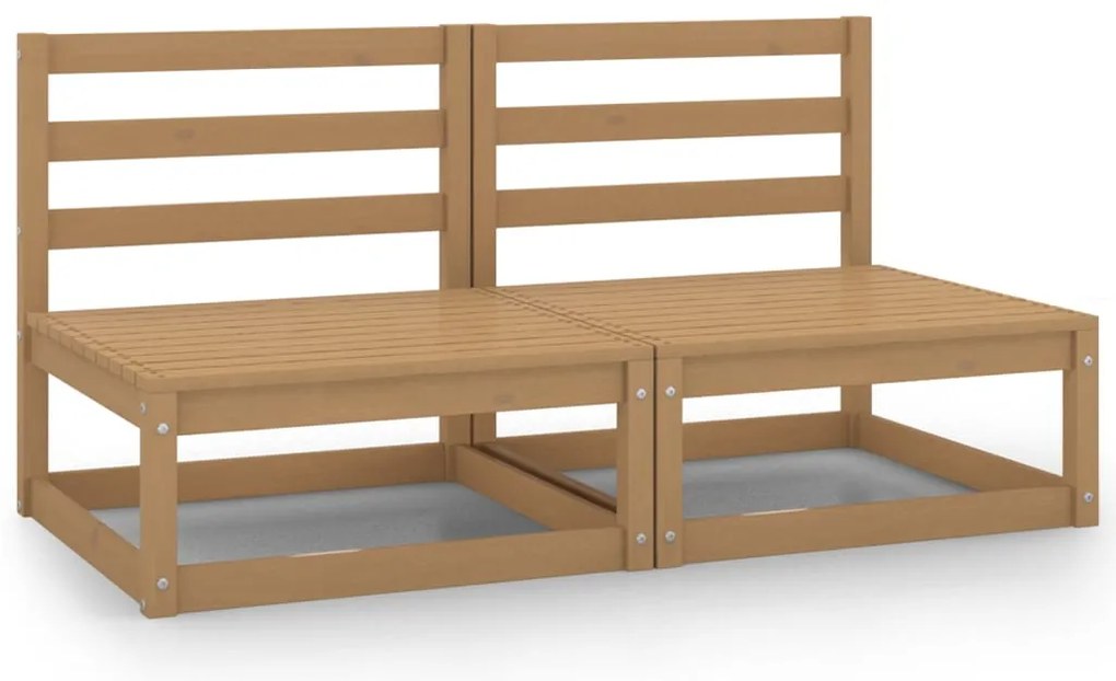 Sofás de centro para jardim 2 pcs pinho maciço castanho mel