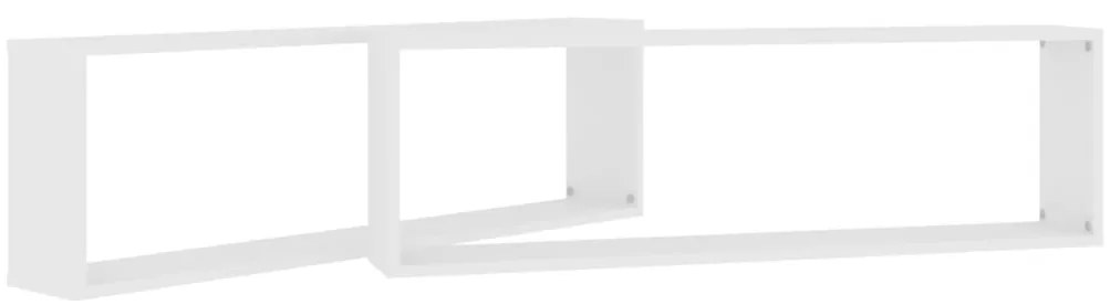 Prateleiras parede forma cubo 2 pcs derivados de madeira branco