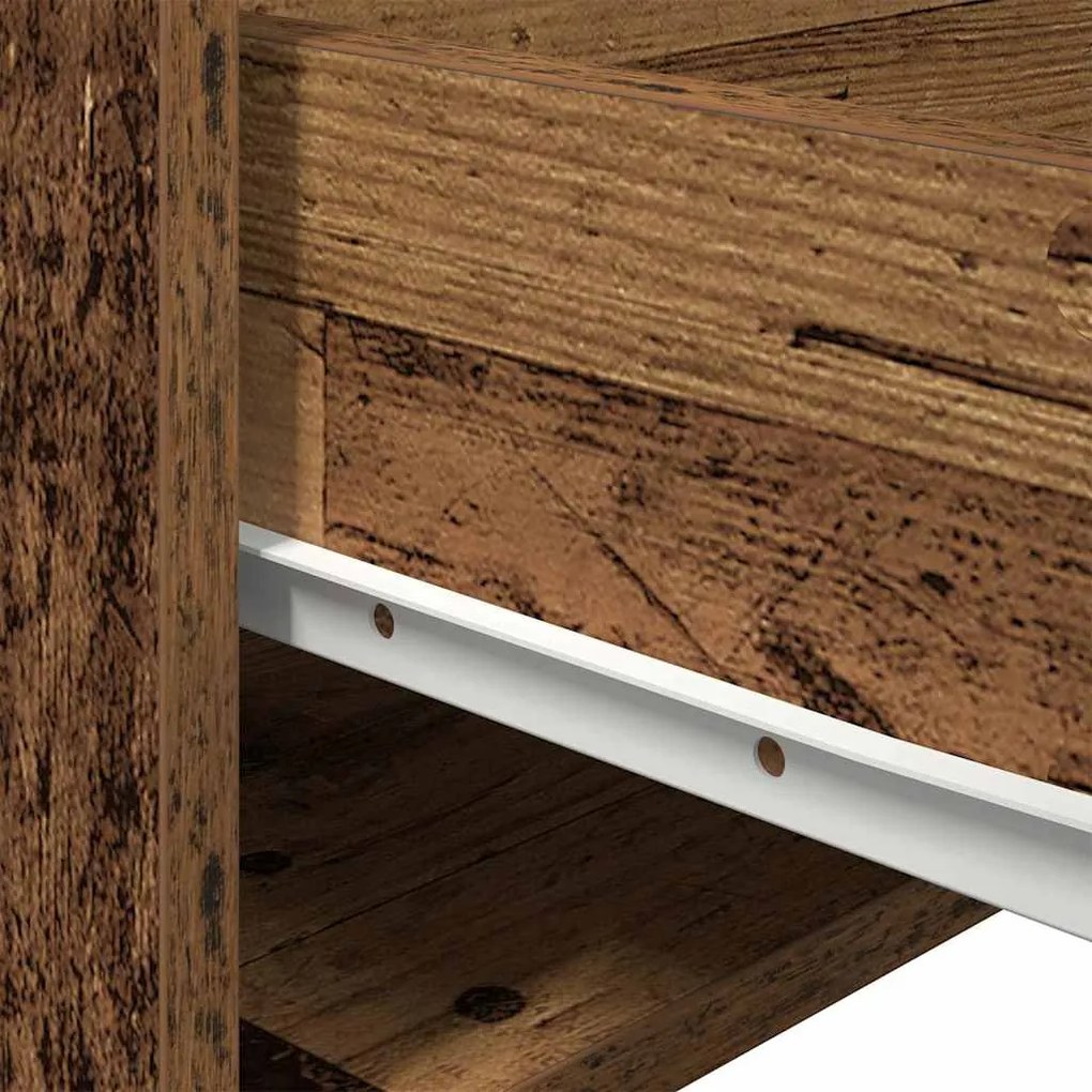 Mesa de cabeceira vidaXL com LED montada na parede em madeira envelhec